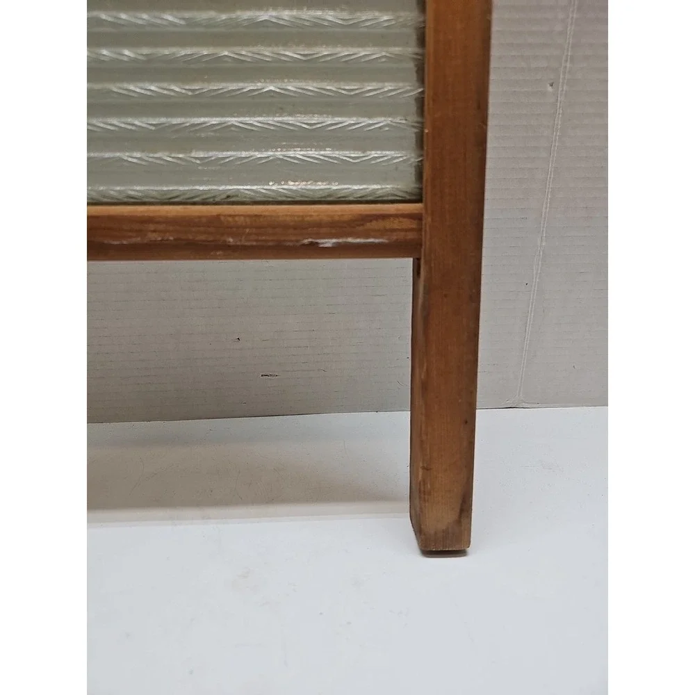 Vintage Atlantic National Washboard Co No 510 Glass & Wood Primitive Laundry Dec